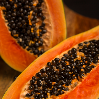 Close up photo of a papaya fruit