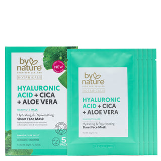 Hyaluronic Acid + Cica + Aloe Vera Face Mask - 5 Pack