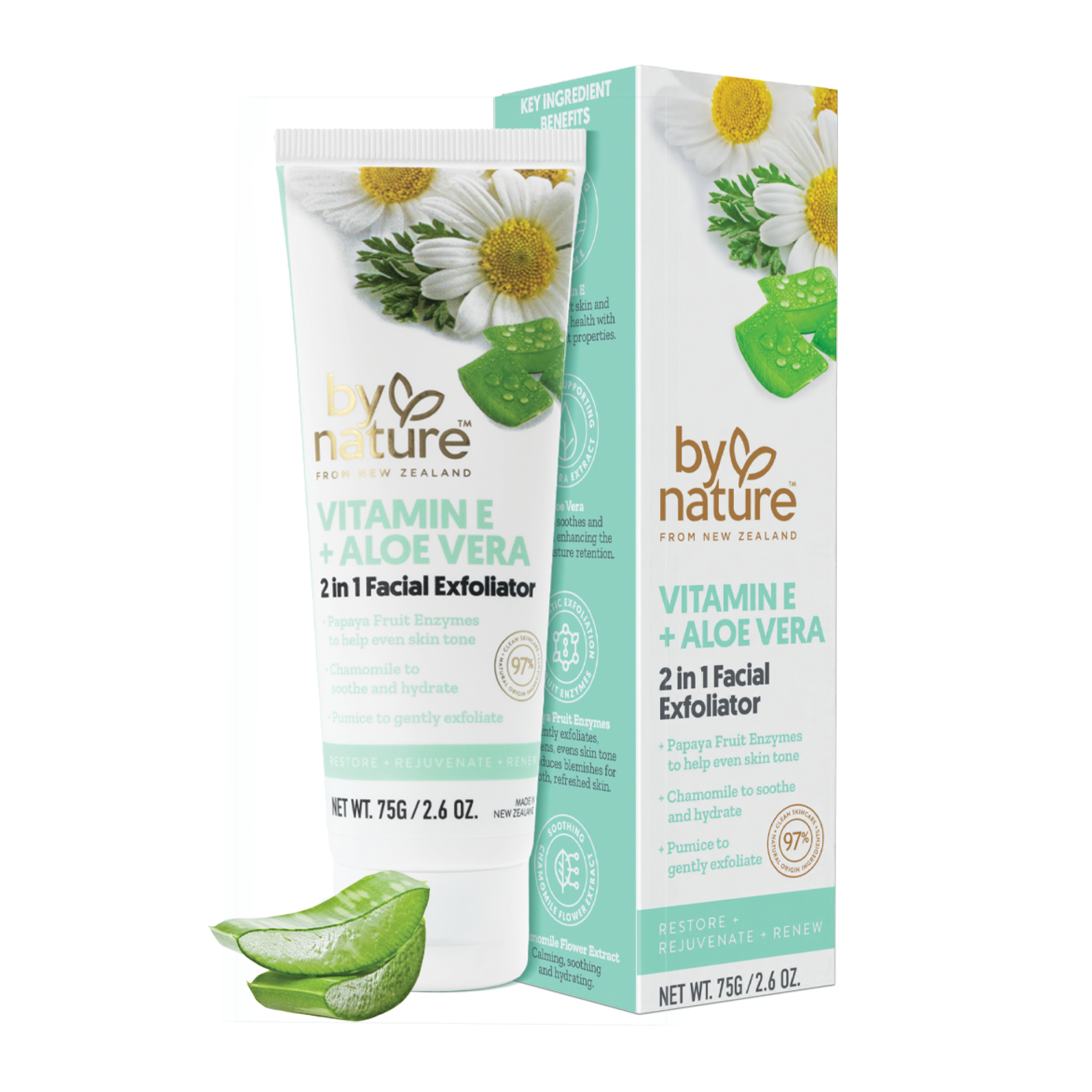 aloe vera plant vitamins Vitamin E + Aloe Vera 2 in 1 Facial Exfoliator